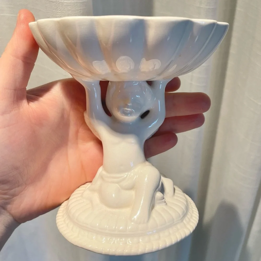 VTG Avon Cherub Soap Dish Holder Ivory White Etherial Bathroom Decor Jewelry
